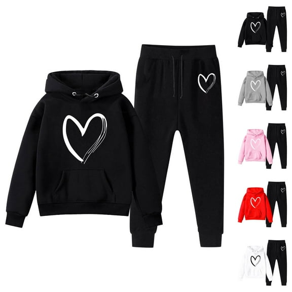 Girls Outfit Sets Girls Sets Sweatshirt Girls Kids Boys Kids Hooded Tracksuit Unisex Two Piece Outfits Hoodie Sweatshirt Sweatpants Set