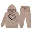 thumbnail image 1 of Girls Outfit Sets Toddler Boy Girl Long Sleeve Cute Print Warm Hoodie Sweatpant Kids Outfits Sweat Suit,1-9Y, 1 of 3