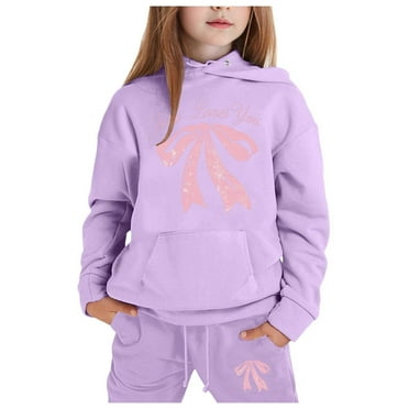 Girls Outfit Sets Toddler Boy Girl Long Sleeve Cute Print Warm Hoodie Sweatpant Kids Outfits Sweat Suit,2-13Y