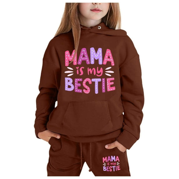 Girls Outfit Sets Toddler Boy Girl Long Sleeve Cute Print Warm Hoodie Sweatpant Kids Outfits Sweat Suit,2-13Y