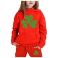 thumbnail image 1 of Girls Outfit Sets Toddler Boy Girl Long Sleeve St.Pt'S Day Clover Print Warm Hoodie Sweatpant Kids Outfits Sweat Suit,2-13Y, 1 of 4