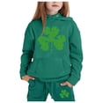 thumbnail image 1 of Girls Outfit Sets Toddler Boy Girl Long Sleeve St.Pt'S Day Clover Print Warm Hoodie Sweatpant Kids Outfits Sweat Suit,2-13Y, 1 of 4