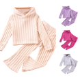 thumbnail image 1 of Girls Outfits 2 Piece Set Soft Knit Hoodie and Pants Comfy Casual Fall Spring Toddler Kids Clothes Ribbed Texture Wear Sweat Outfits for Girls 2-3 Years, 1 of 9