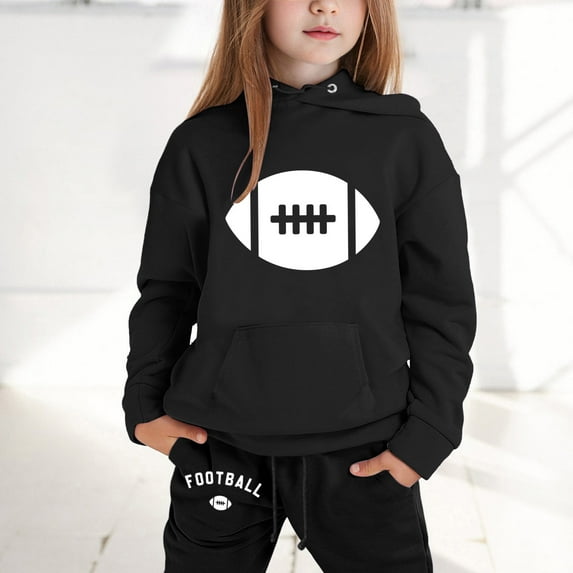 Girls Outfits 5T Child Toddler Boys Girls Long Sleeve Rugby Prints Warm Hoodie Pullover Tops Pants Kids Outfits Sweat Suit Outfits For Teen Girls
