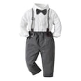 thumbnail image 1 of Girls Outfits Boys Long Sleeve Shirt Pants 3Pcs Child Kids Gentleman Bowtie Fall Winter Overalls Grey Outfit Sets Sizes 2-3 Years, 1 of 6