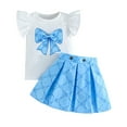 thumbnail image 1 of Toddler Girls Outfits Casual Short Sleeved Shirts And Skirts Set for Kids Size 3-4T, 1 of 7