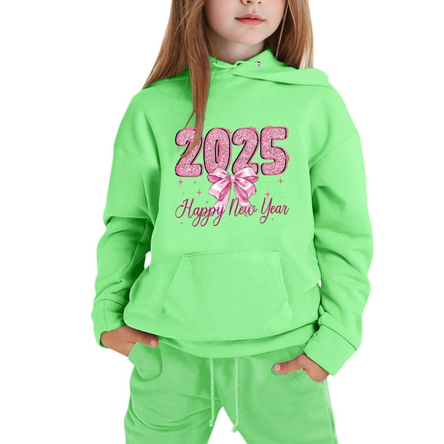 Girls Outfits Children 2025 New Year Printing Casual Comfortable Long