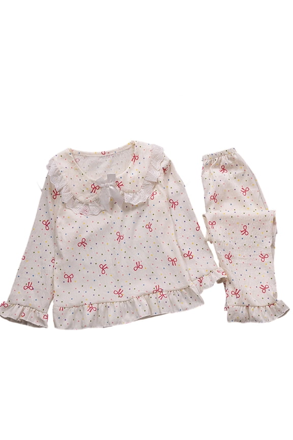 Girls Outfits Clothes Long Sleeve Cloud Cartoon Print Home Homewear Girls' Clothing Sets