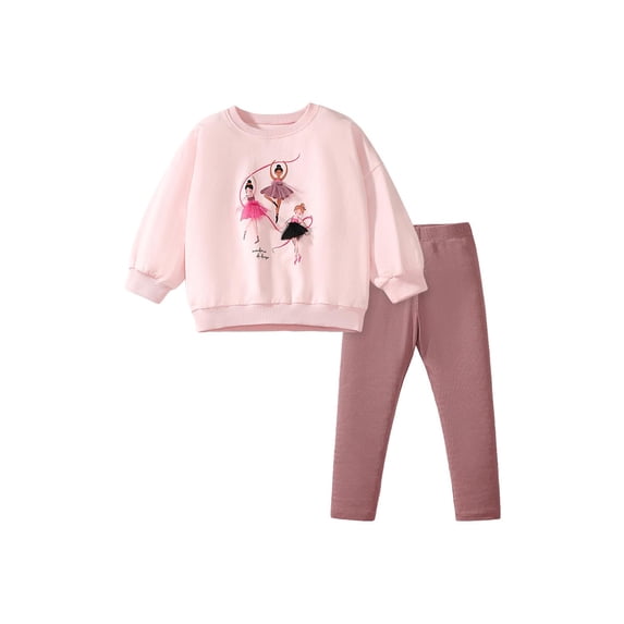 Girls Outfits Clothes Set Ballet Dancer Cotton jumper Tops Leggings 2 Piece Clothing Set Age 5-6T