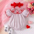 thumbnail image 1 of Girls Outfits Cute Letter Embroider Ruffle Sleeveless Romper Bodysuit Baby Clothes for Babies 6-12 Months, 1 of 8