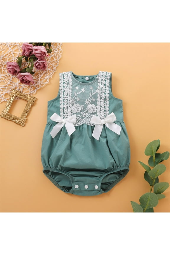 Girls Outfits Cute Letter Embroider Sleeveless Romper Bodysuit Baby Girl Gift for Baby Girls 0-3 Months