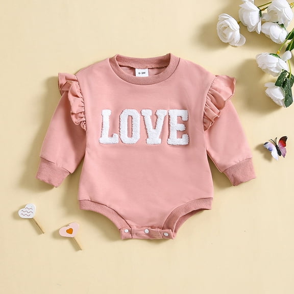 Girls Outfits Cute Letter Printed Long Sleeve Bodysuit Baby Girl Summer Clothes for Baby 0-3 Months