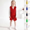 thumbnail image 1 of Girls Outfits Glitter Vest with Shorts Party Dress Lightweight Comfortable Kids Two Piece Sets Black 3-4 Y, 1 of 5