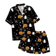 thumbnail image 1 of Girls Outfits Halloween Stylish Print Short Sleeve Lapel Pocket Top And Shorts 2 Piece At Home Wear Girls' Clothing Sets 2 Years-3 Years, 1 of 4