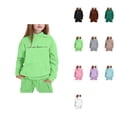 thumbnail image 1 of Girls Outfits Hoodies Letter Print Sweatshirt Stylish Comfortable 2 Piece Set with Pants Warm Tracksuit Everyday Wear Fall Winter, 1 of 4