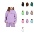 thumbnail image 1 of Girls Outfits Hoodies Letter Print Sweatshirt Stylish Comfortable 2 Piece Set with Pants Warm Tracksuit Everyday Wear Fall Winter, 1 of 4