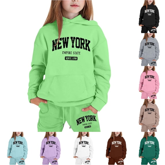 Girls Outfits Hoodies Letter Print Sweatshirt Stylish and Comfortable Everyday Wear Kid Outfits for Girls 5-6 Years