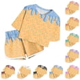 thumbnail image 1 of Girls Outfits Ice Cream Print Short Sleeve Top and Shorts Summer Play Set Girls' Clothing Sets Blue 8-9T, 1 of 5