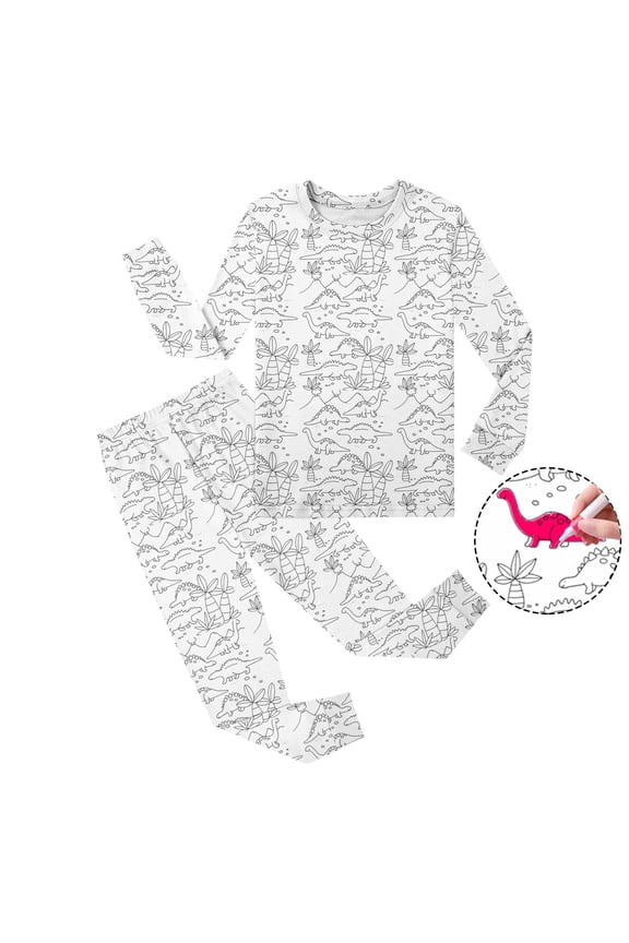 Girls Outfits Kid Diy Hand Painted Long Sleeve Top and Pants Art Set Baby Clothes for Girls White 2-3 Years