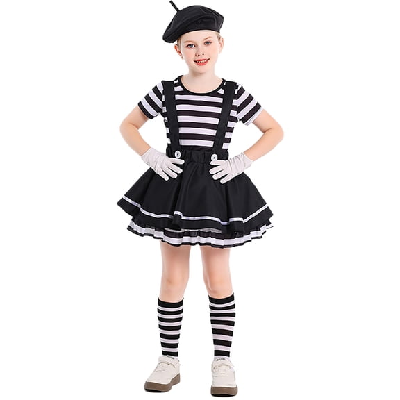 Girls Outfits Kids Curious Mime Striped Imitator Parties Set Clothes