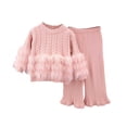 thumbnail image 1 of Girls Outfits Knitted Soft Comfy Cardigan Sweater Tops and Bell Bottom Pants Fall Winter Clothes Set for Girls (2 Years, Pink), 1 of 7