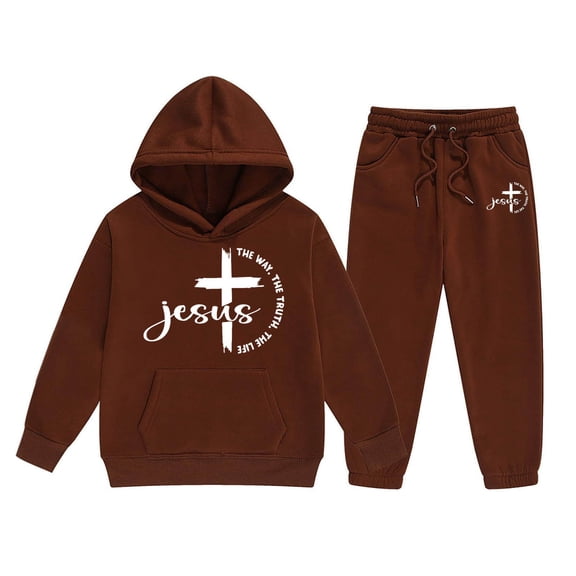 Girls Outfits Letter Prints Long Sleeve Hooded Sweatshirts Trousers Kids Cozy Soft Loose Autumn Winter Outfit Set