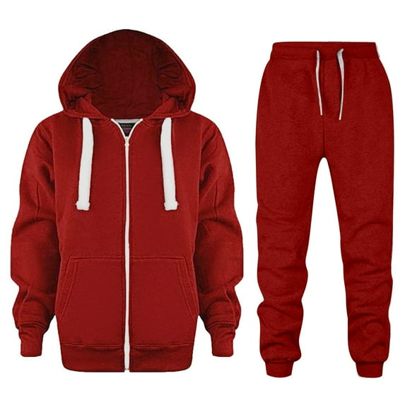 Girls Outfits&Set Baby Kids Long Sleeve Color Solid Zip Up Hoodie Sweatshirt Coat Jackets And Pants With Pocket Combination for Young Girls