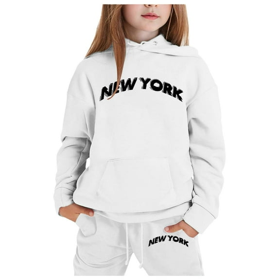 Girls Outfits & Set Child Toddler Long Sleeve Solid Warm Hoodie Pullover Tops Pants Kids Sweat Suit