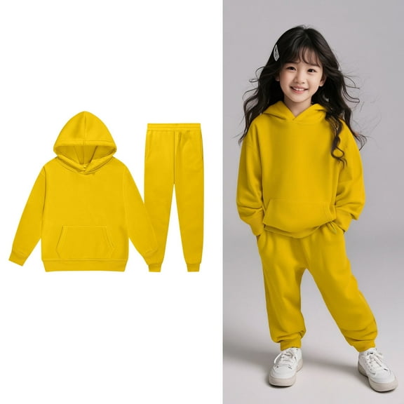 Girls Outfits & Set Child Toddler Long Sleeve Warm Hoodie Pullover Tops Pants Kids Sweat Suit