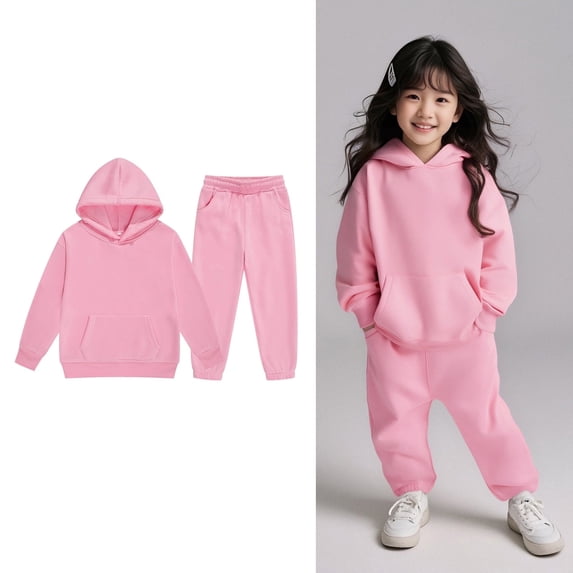 Girls Outfits & Set Child Toddler Long Sleeve Warm Hoodie Pullover Tops Pants Kids Sweat Suit