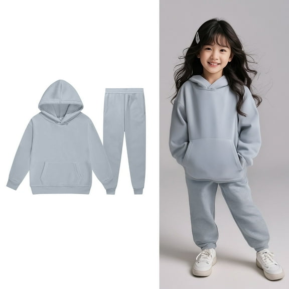 Girls Outfits & Set Child Toddler Long Sleeve Warm Hoodie Pullover Tops Pants Kids Sweat Suit