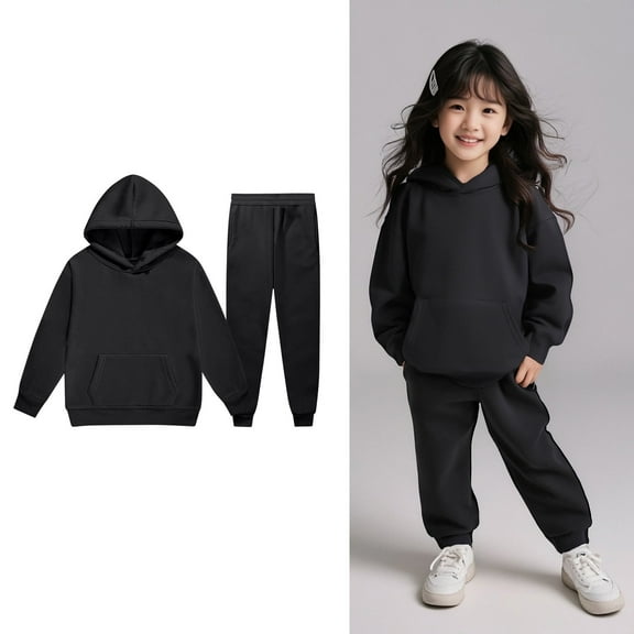 Girls Outfits & Set Child Toddler Long Sleeve Warm Hoodie Pullover Tops Pants Kids Sweat Suit