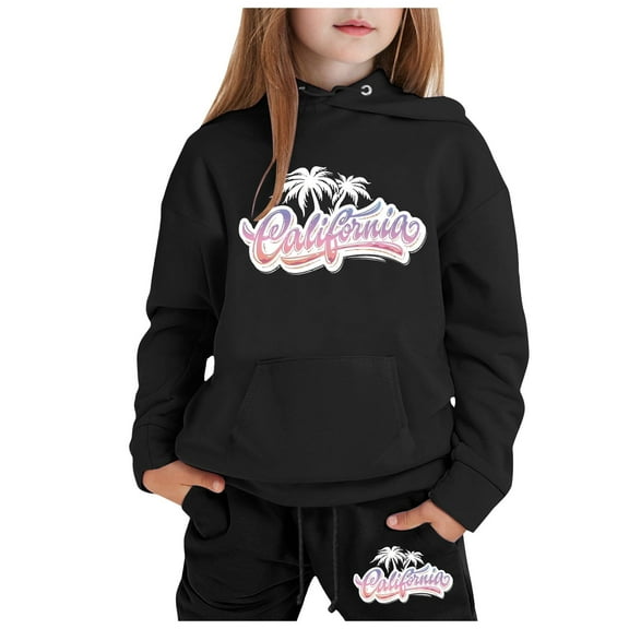 Girls Outfits & Set Children Long Sleeve City Place Name Hoodie Top and Pants Set for Kids