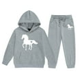 thumbnail image 1 of Girls Outfits Set Letter Print Hoodie Pants Sets Two Piece Winter Warm Clothes, 1 of 4