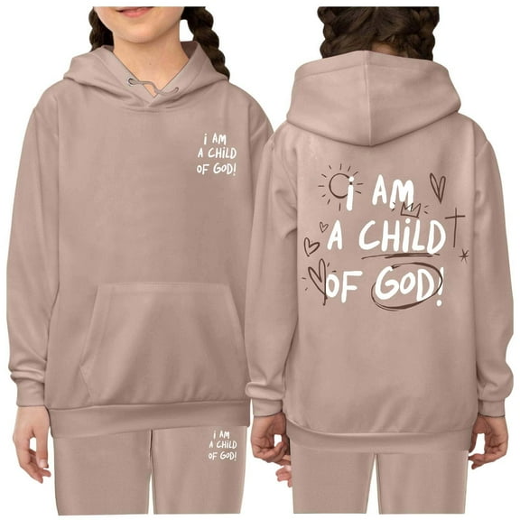 Girls Outfits&Set Stylish Kids Letter Print Hoodie and Pants Set Comfortable Pullover Sweatshirt and Long Pants Outfit for Fall and Winter Fashion