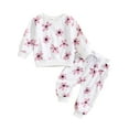 thumbnail image 1 of Girls Outfits Set Toddler Girls Winter Pants Outfits Flower Prints Long Sleeve Tops Pants 2PCS Clothes Set Fall Clothes 12 Months-18 Months, 1 of 6