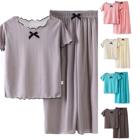 Girls Outfits Set Toddler Summer Casual Outfit Pure Color Round Neck Ruffled Sleeve Top and Pants Wear for 1 8 Years Baby Girl Clothes and Shoes 5-6 Years