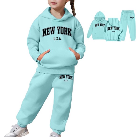 Girls Outfits Set for Toddlers and Children - Long Sleeve Warm Hoodie and Pants Combination for Kids Casual Wear
