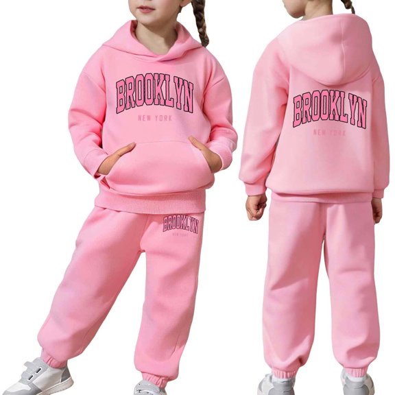 Girls Outfits & Sets Child Toddler Girls Long Sleeve Solid Warm Hoodie and Pants Sweat Suit for Everyday Casual Wear
