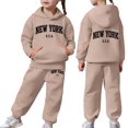 thumbnail image 1 of Girls Outfits & Sets Kid's Long Sleeve Solid Hoodie Pullover Top with Pants Comfortable Sweat Suit for Toddlers and Children, 1 of 7