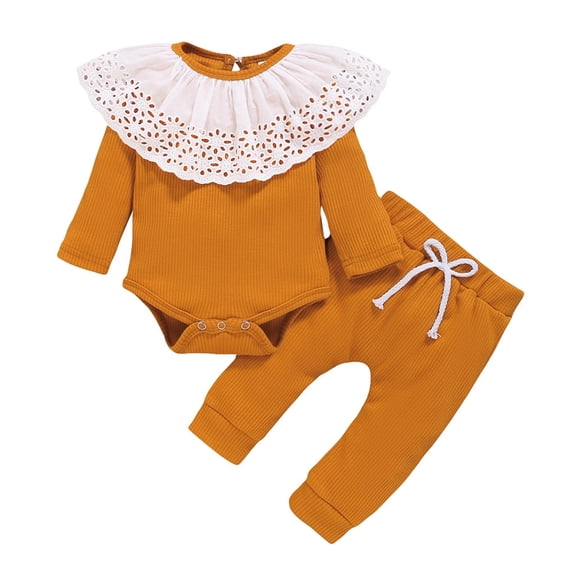 Girls Outfits&Sets Lace Baby Bodysuit and Pants Sleeve Ruffles Toddler Long Romper for Girls