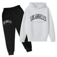 thumbnail image 1 of Girls Outfits Size 10 Loose Long Sleeve Graphic Print Pullover Hoodie Sweatshirt and Jogger Sweatpants Clothing Children Unisex 2 Pc Sweatsuit Set White,3-4 Years, 1 of 3