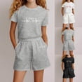 thumbnail image 1 of Girls Outfits Size 4T-5T Fashion Letter Print Loose Short Sleeve Set Baby Clothes for Girls, 1 of 4