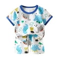 thumbnail image 1 of Girls Outfits Size 6 Baby Girl Clothes Toddler Girls Summer Outfits Kids Short Fly Sleeve Cute Ruffle Shirts Tops Floral Shorts Set,Dark Blue, 1 of 4