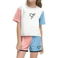 thumbnail image 1 of Girls Outfits Size Summer Toddler Girls Raglan Short Sleeve T-Shirt & Pants Sweatsuit Outfit Set Comfottable Sportswear ( 9-10 Years Sky Blue ), 1 of 4