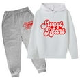 thumbnail image 1 of Girls Outfits Sweet Heart Valentines Day Sweatsuits Graphic Hoodies and Jogger Sweatpants 2Pcs Sets, 1 of 2