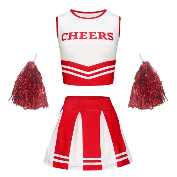 Girls Outfits The Student Sports Meet Cheer Team Handflowers Girls Spring Clothes,Red,Size 9 -10 Y