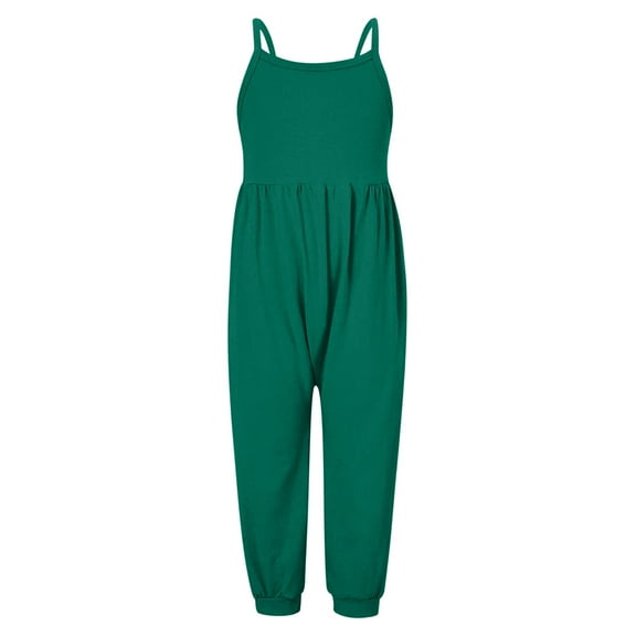 Girls Overall Sleeveless Jumpsuits Rompers for Girls Loose Casual Overalls with Side Pockets Preppy Clothes 4-5 Y