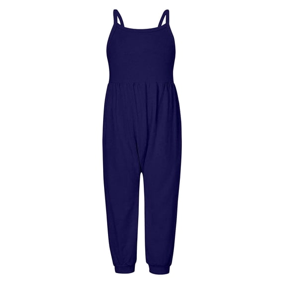Girls Romper Sleeveless Jumpsuits Rompers for Girls Casual V Neck Strap Rompers with Pockets Cute Summer Clothes 4-5 Y