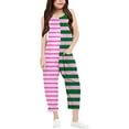 thumbnail image 1 of Girls Overall Striped Summer Rompers for Girls Casual V Neck Strap Overalls with Side Pockets Girls Summer Outfits 13-14 Y, 1 of 6